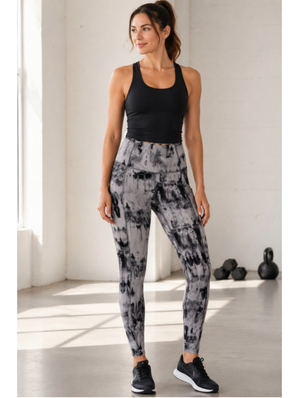 Lululemon Fast and Free Tight II 25" *Game Day Dark Chrome Black Multi - Size 4